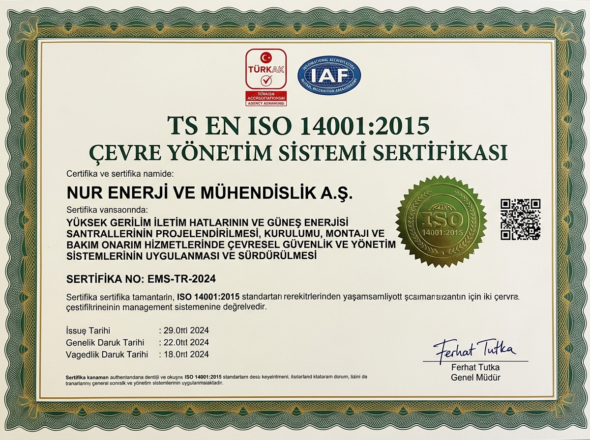ISO 14001:2015 Çevre Yönetim Sistemi Sertifikası